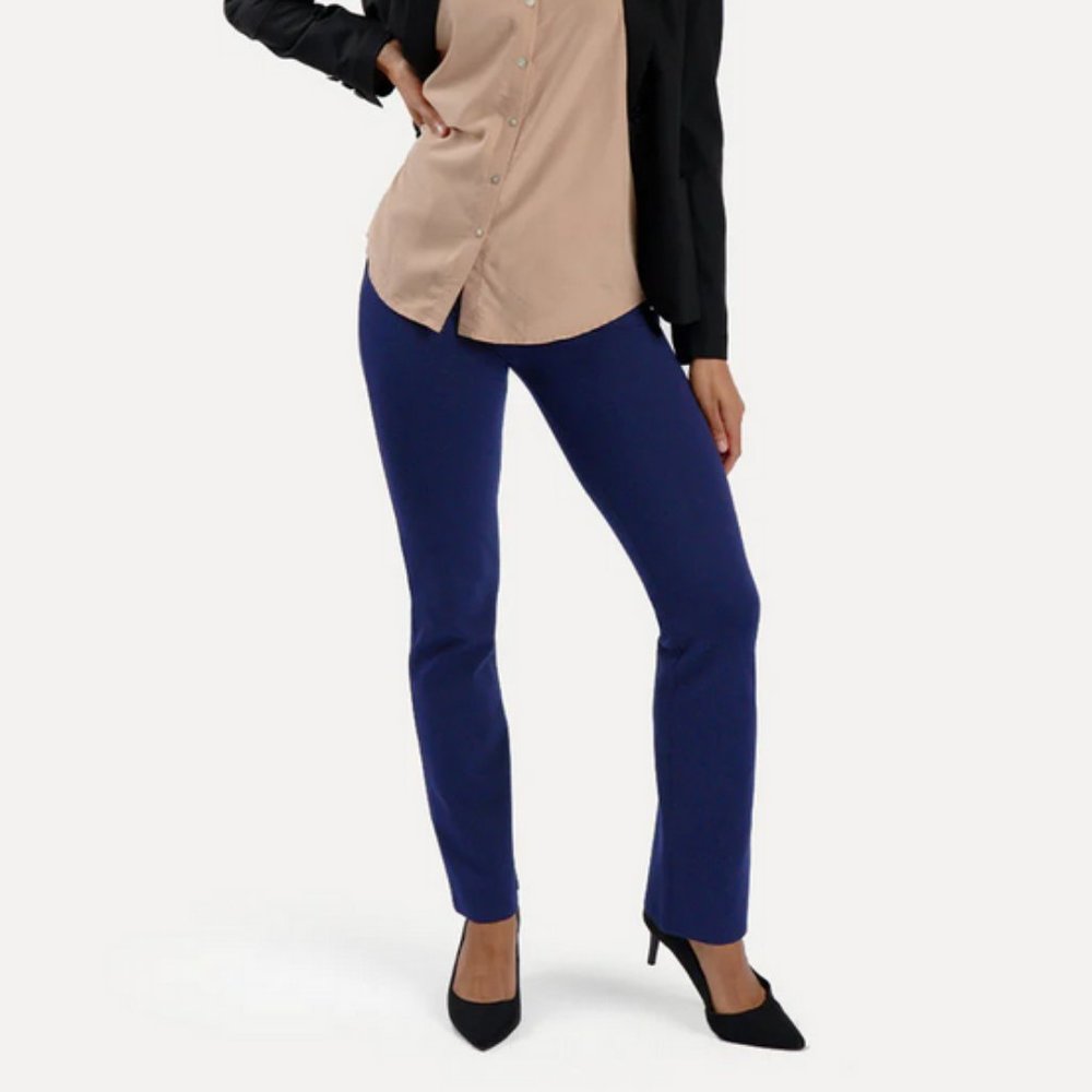 Betabrand Straight Leg Classic Dress Pant Yoga Pants (Navy)